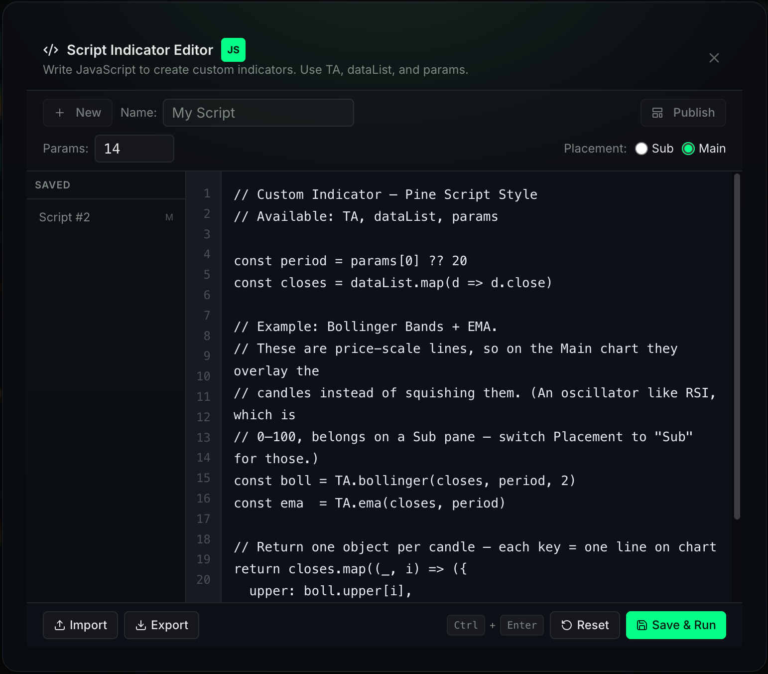 Script Indicator Editor